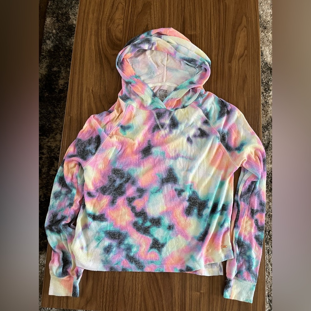 PINK Tie Dye Cropped Hoodie